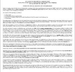 SFA Semicon Philippines Corp. to hold Special Stockholders’ Meeting on Oct. 11 via Zoom