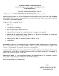 Megawide Construction Corp. announces Special Stockholders’ Meeting on Dec. 10 via remote communication